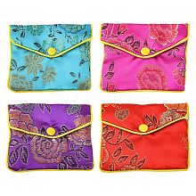 Rectangle Floral Embroidery Cloth Zipper Pouches ABAG-YW0001-03B