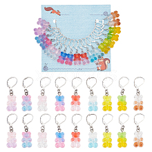 18Pcs 9 Colors Resin Bear Pendant Stitch Marker HJEW-NB00012