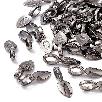 Tibetan Style Alloy Glue-on Flat Pad Bails TIBEP-AB3348Y-B-NF-1
