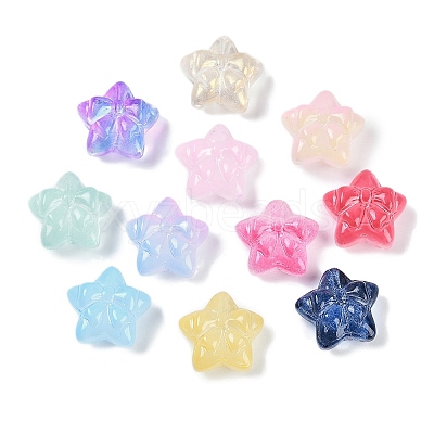 Transparent Spray Paint Glass Beads GLAA-H035-02-1