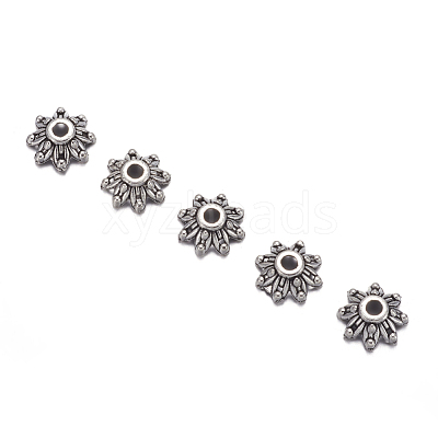 Flower Tibetan Silver Bead Caps X-A475-1
