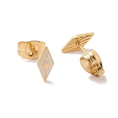 Enamel Rhombus with Star Stud Earrings with 316L Surgical Stainless Steel Pins EJEW-P204-02G-04-1