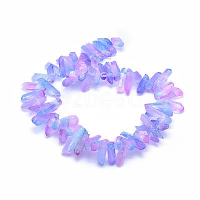 Electroplated Natural Quartz Crystal Beads Strands G-P368-06A-1