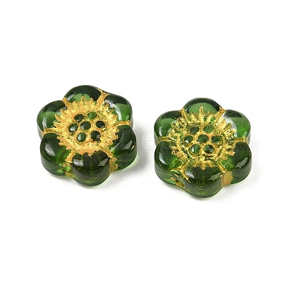 Baking Paint and Golden Metal Enlaced Glass Beads DGLA-T004-10J-1