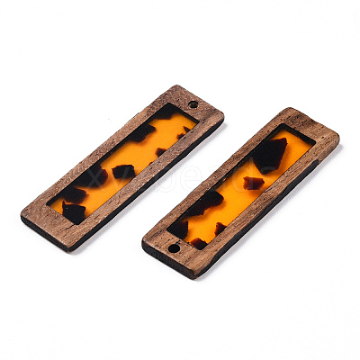 Transparent Resin & Wood Pendants WOOD-TADZ0001-03-01-1