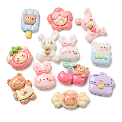 Opaque Resin Decoden Cabochons RESI-F052-B12-1