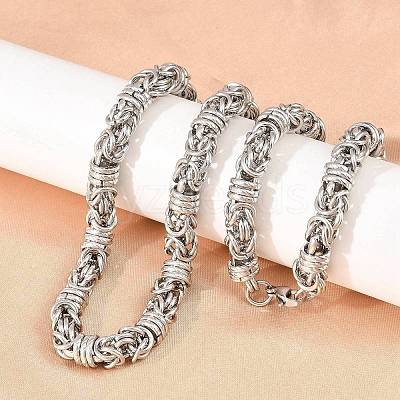 9MM 304 Stainless Steel Byzantine Chain Necklaces for Men SA-T001-02AS-1