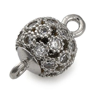 Brass Micro Pave Clear Cubic Zirconia Connector Charms KK-A230-06B-P-1