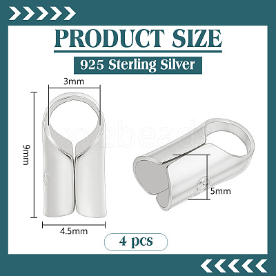 4Pcs Column Sterling Silver Cord Ends STER-BC0004-47S-1