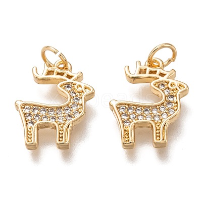 Brass Micro Pave Clear Cubic Zirconia Pendants ZIRC-B002-45G-1