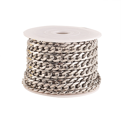 304 Stainless Steel Cuban Link Chains CHS-CJ0001-28P-1