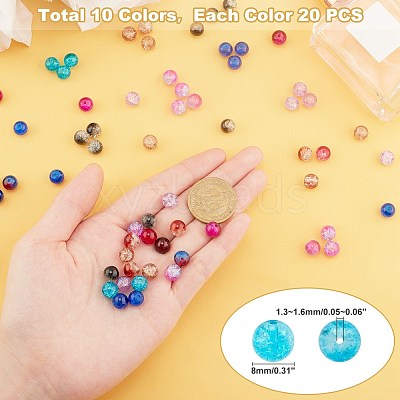 Round Transparent Crackle Glass Beads CCG-X0008-01-8mm-1
