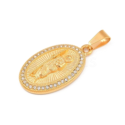 304 Stainless Steel with Rhinestone Pendants Hand Polished LS-STAS-Z171-24G-02-1