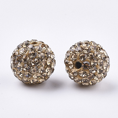 Handmade Polymer Clay Rhinestone Beads RB-S250-12mm-A25-1