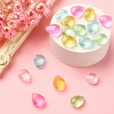 20Pcs 5 Colors Transparent Spray Painted Glass Beads GLAA-YW0001-91-1