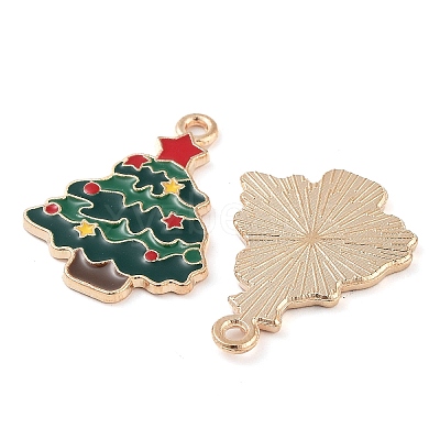 Christmas Theme Barrel Plating Alloy Enamel Pendants PALLOY-S192-01KCG-02-1