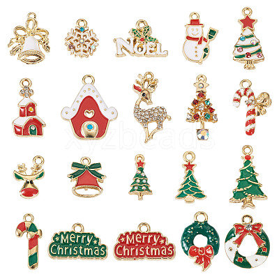 40Pcs 20 Style Christmas Rack Plating Alloy Enamel Pendants ENAM-TA0001-54-1