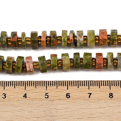 Natural Unakite Beads Strands G-F796-A07-01-1
