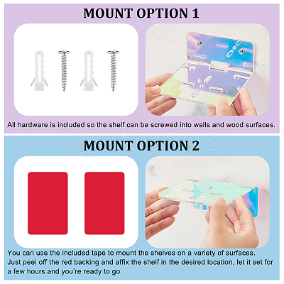Acrylic Wall-Mounted Adhesive Camera Display Shelf with Iron Screw ODIS-WH0002-86C-1