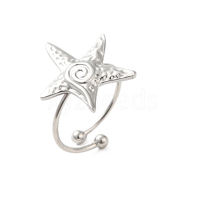 Non-Tarnish 304 Stainless Steel Open Cuff Ring RJEW-M167-08E-P-1