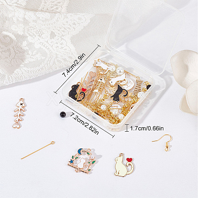DIY Cat Asymmetrical Earring Making Kit DIY-SC0021-21-1