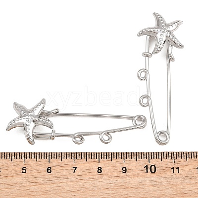 Starfish 304 Stainless Steel Safety Pins Brooch Findings SA-CBA098D-16I-P02-1