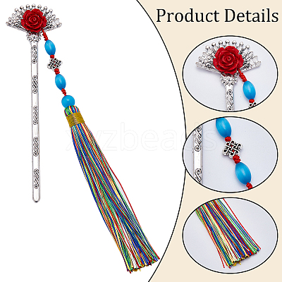 4Pcs 2 Style Alloy Bookmarks AJEW-GF0007-98-1