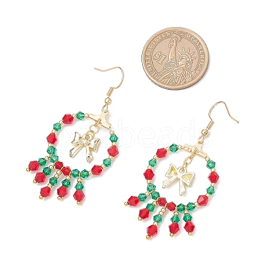 Christmas Themed Handmade Glass Seed Beads Dangle Earrings EJEW-MZ00488-01-1