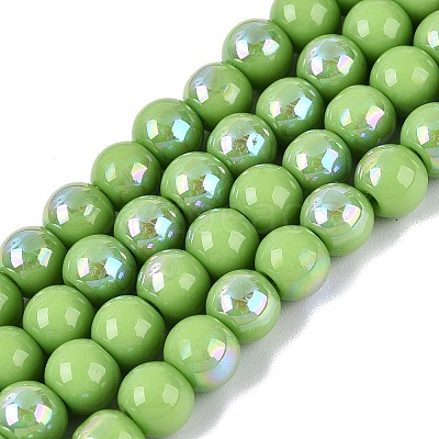 Electroplate Opaque Glass Beads Strands EGLA-Q132-6MM-01C-16-1