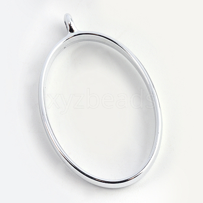 Rack Plating Alloy Oval Open Back Bezel Pendants PALLOY-S047-26D-FF-1