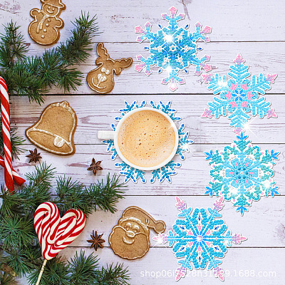 DIY Diamond Painting Christmas Snowflake Coaster Kits WG22379-01-1
