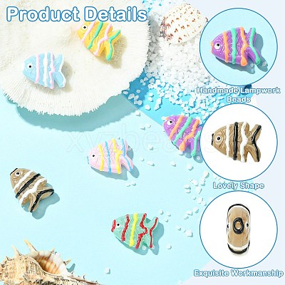 6Pcs 6 Colors Painted Glass Beads LAMP-CJ0002-93-1
