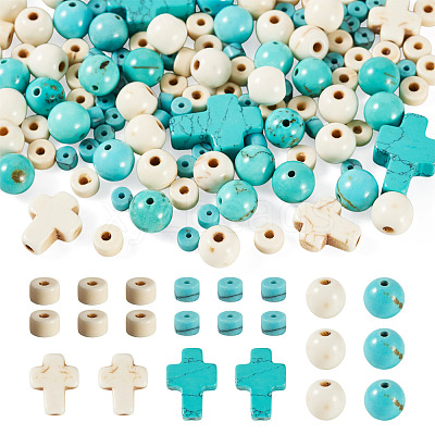 246Pcs 6 Styles Dyed Synthetic Turquoise Beads G-TA0003-31-1