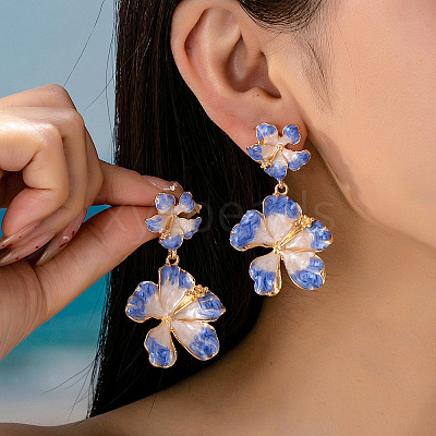 Alloy Enamel Stud Earrings for Women WG594FD-01-1