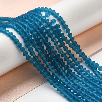 Imitate Austrian Crystal Frosted Glass Beads Strands GLAA-F029-TM4mm-B01-1