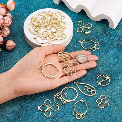 24Pcs 6 Styles Alloy Open Back Bezel Pendants FIND-TA0010-74-1