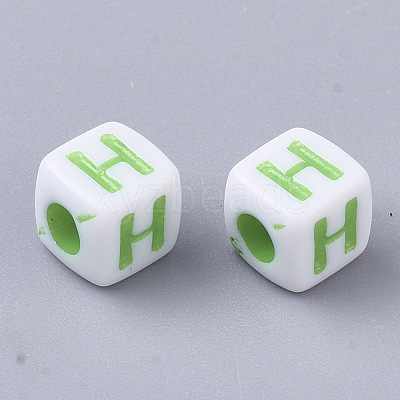 White Opaque Acrylic Beads MACR-R869-01H-1