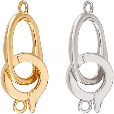 2Pcs 2 Colors 925 Sterling Silver Fold Over Clasps STER-AR0001-03-1