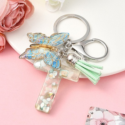 Resin & Acrylic & Faux Suede Tassel Keychain KEYC-YW00126-20-1