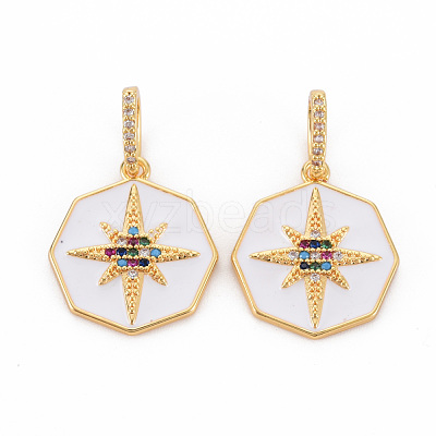 Brass Micro Pave Colorful Cubic Zirconia Pendants KK-S354-329-NF-1