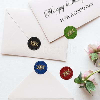 Brass Wax Seal Stamp with Handle AJEW-WH0184-0501-1