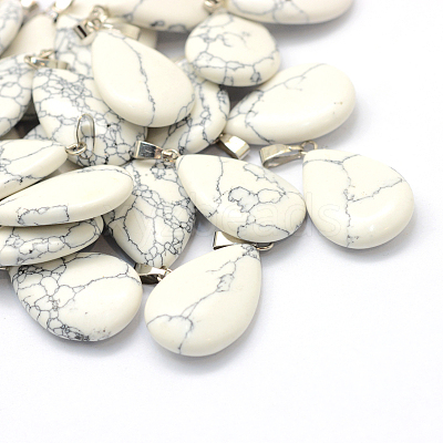Teardrop Natural Howlite Pendants G-Q368-19-1