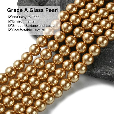 Eco-Friendly Glass Pearl Beads Strands HY-A008-8mm-RB068-1