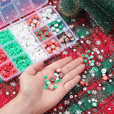 9 Style Christmas Handmade Polymer Clay Beads CLAY-YW0001-91-1