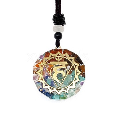 Orgonite Chakra Natural & Synthetic Mixed Stone Pendant Necklaces PZ4674-04-1