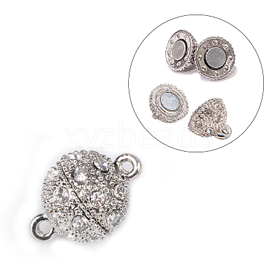 Alloy Rhinestone Magnetic Clasps with Loops BSAHH052-1