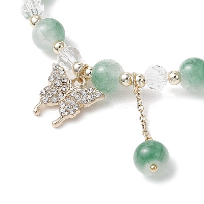 5Pcs Crackle Imitation Jade Glass & Transparent Glass Beaded Stretch Bracelets BJEW-JB11859-1
