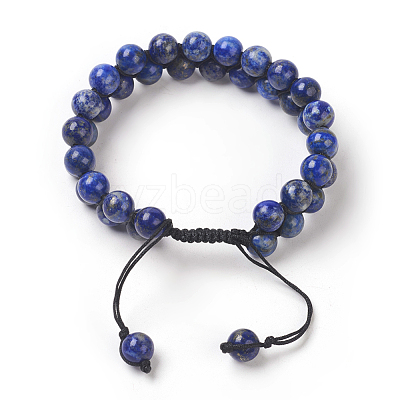 Adjustable Natural Lapis Lazuli Braided Bead Bracelets BJEW-E351-01A-1