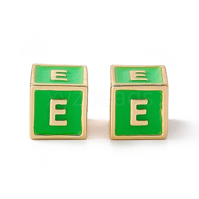 Rack Plating Brass Enamel Beads KK-B060-04G-02E-1