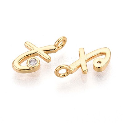 Brass Micro Pave Cubic Zirconia Charms KK-N263-97G-T-1